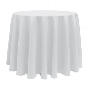 Round White Polyester Tablecloth